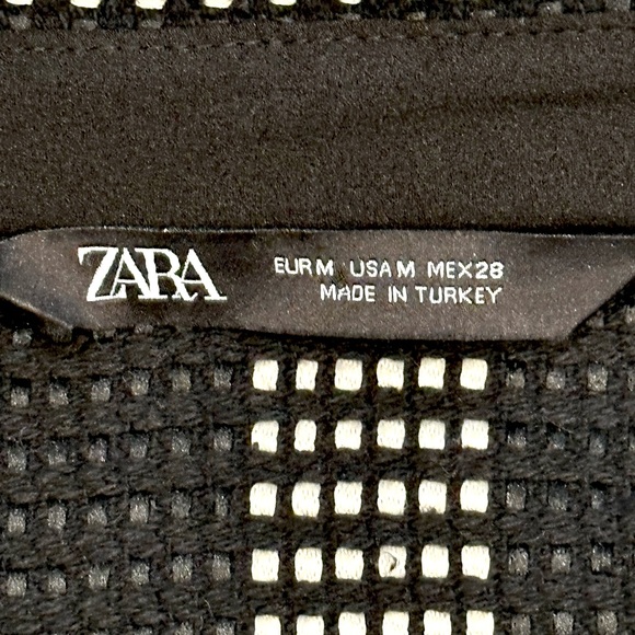 Zara Black + White Textured Woven Vegan Leather Pleated Dress *RARE* - Picture 10 of 11